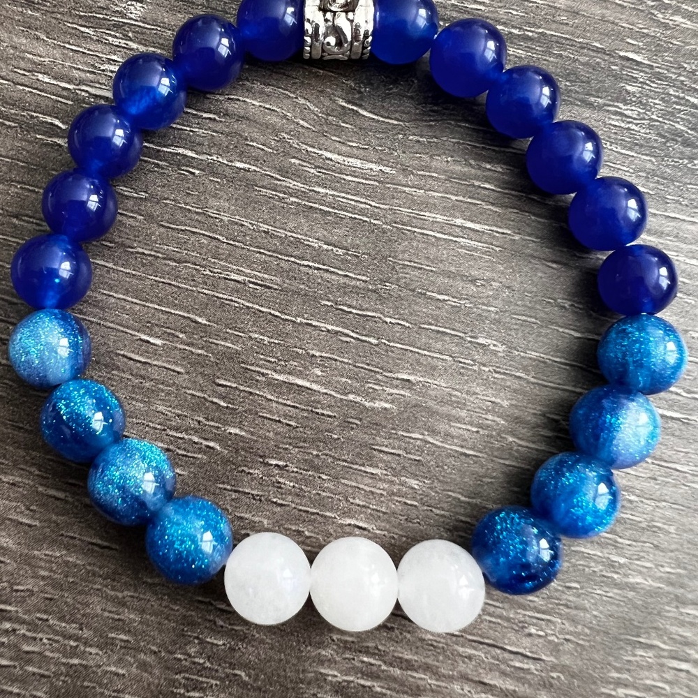 Natural Gemstone Bracelets Blue Jade, Moonstone